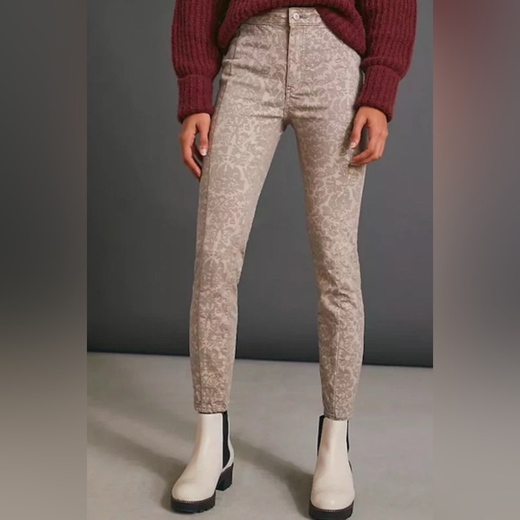 PILCRO Anthropologie Women's Brown Beige Paisley Skinny Jeans Pants Size 31 - Picture 3 of 15